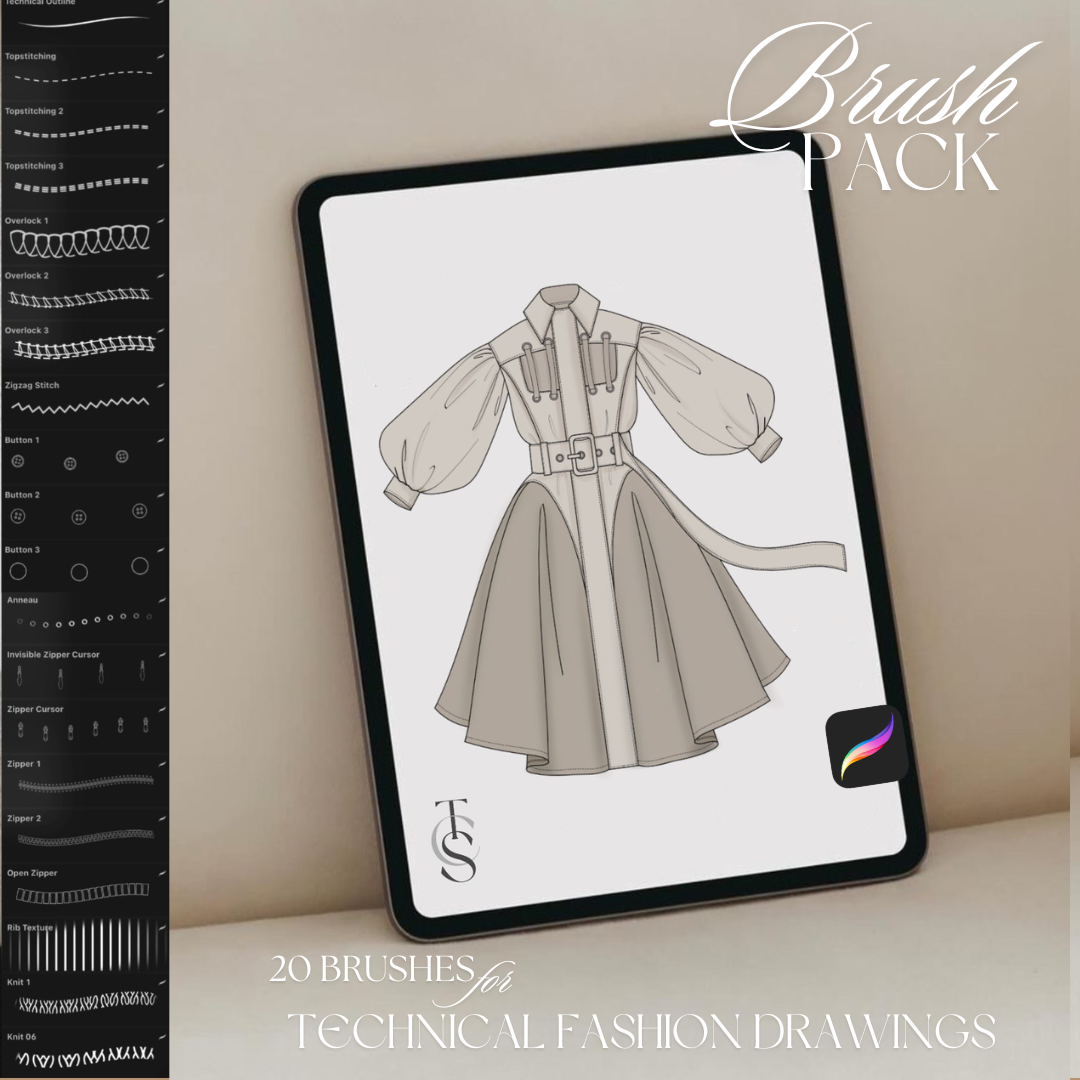 Technical fashion design · Procreate brushes