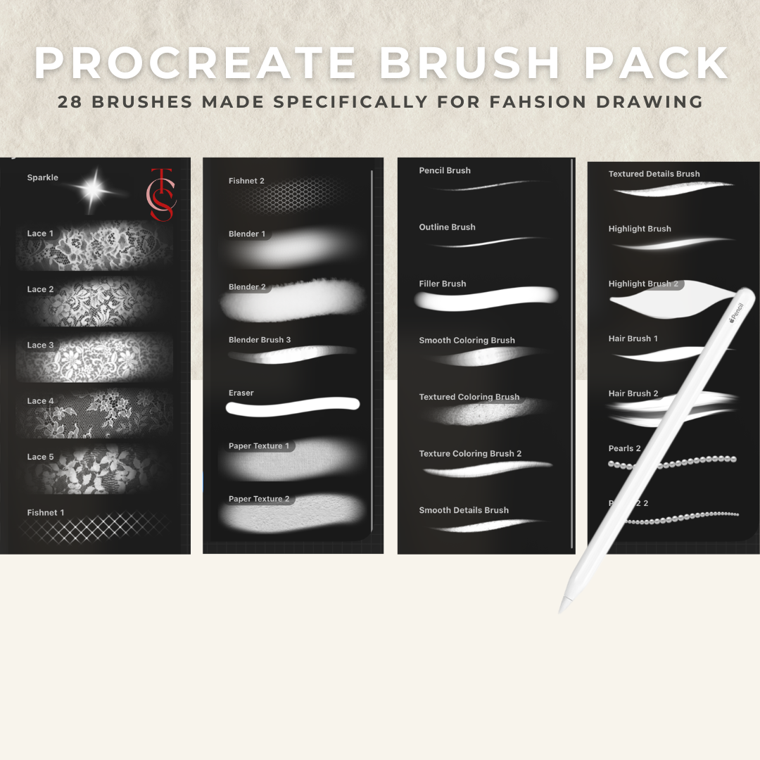 Fashion illustration procreate brushes + fashion figure croquis template | Fashion designer bundle