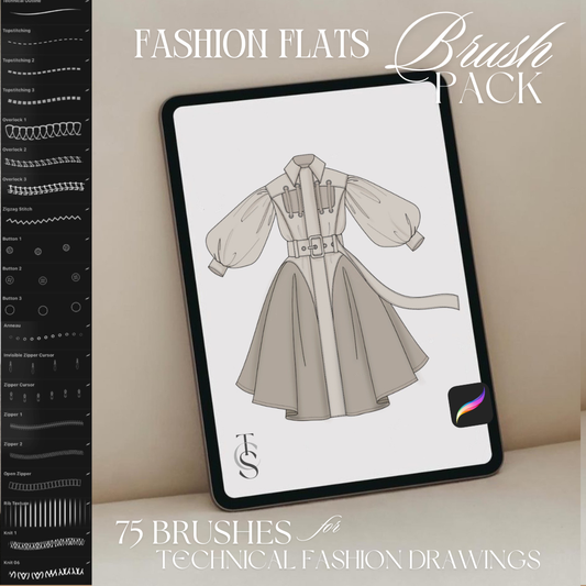 Technical fashion design · Procreate brush pack (75 BRUSHES)